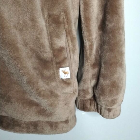 Abercrombie Kids Faux Fur Hooded Zip Jacket 15/16 Light Brown Teddy Bear Plush - Picture 4 of 6